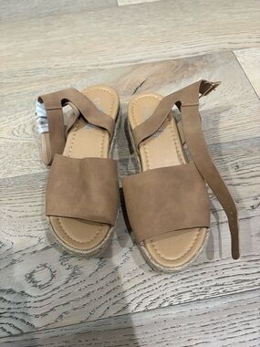 SHEIN Brown Tan Espadrille Slingback Sandals